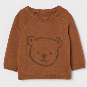 H&M Toddler Camel Knit Unisex Teddy Bear Toddler Sweater 18 Months